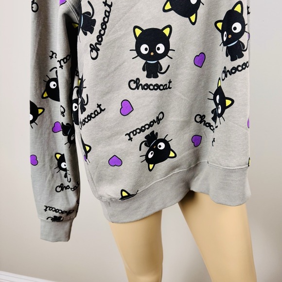 Chococat Hello Kitty & Friends Sanrio Sweatshirt Women's Medium Gray Bioworld - Picture 3 of 15